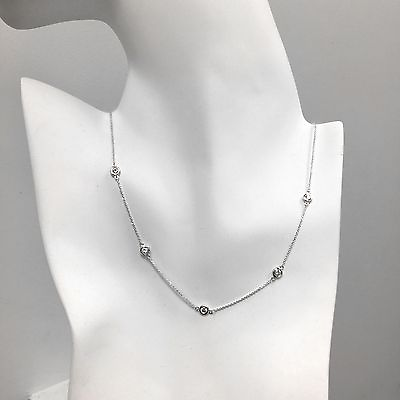 #ad 0.75 Ct Diamond By The Yard 5 Station Choker Necklace 14k Gold 14quot; 16quot; Natural $1120.30