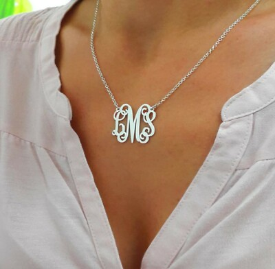 #ad Custom Monogram Necklace Jewelry Letter Pendant Initial Women Men Choker Chain $18.89