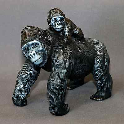 #ad Gorilla MaMa amp; Baby Bronze Sculpture King Kong Figurine Statue Signed Numbered $1134.00