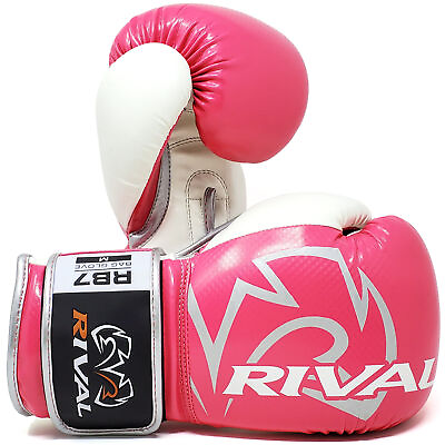 #ad Rival Boxing RB7 Fitness Plus Hook and Loop Bag Gloves Pink White $64.95