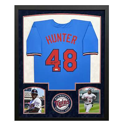 #ad Torii Hunter Signed Minnesota Blue Custom Suede Matte Framed Baseball Jersey Be $370.95