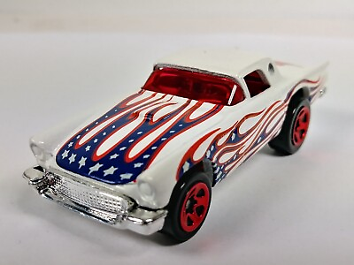 #ad #x27;57 T Bird Ford Hot Wheels 2004 Star Spangled 2 Series #124 White 5SP 1:64 Loose $8.99