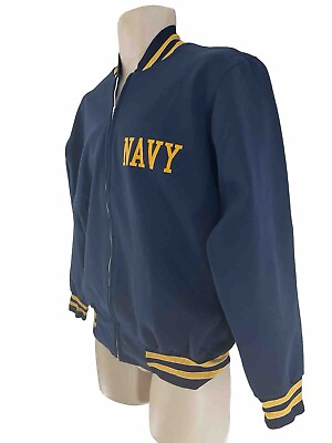#ad Champion Mens L Navy Blue Vintage USA Made Lightweight Zip Front Warmup Jacket $29.00