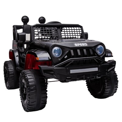 #ad Black 12V Kids Car Power Wheels Ride on Truck Vehicle w Remote Control LED Light $144.49
