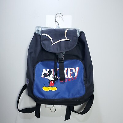#ad Mickey Mouse Unlimited Backpack Disney Stitched Graphic Bookbag VTG RETRO Black $12.69