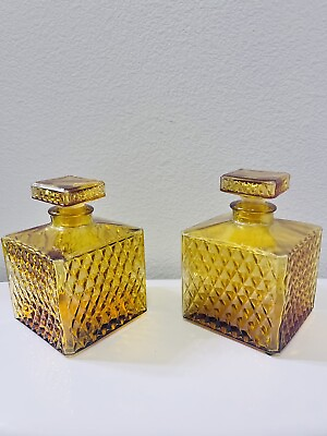#ad Beautiful Vintage Mid Century TILSO Japan Amber Glass Liquor Decanter $49.99