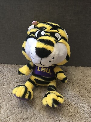 #ad LSU Tiger Mascot Plush 10” Stuffed Animal Purple And Yellow Stripes Football $15.00