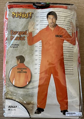 #ad Escaped Convict Prisoner Halloween Costume Adult LG XL $32.00