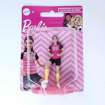 #ad 2019 Mattel Barbie Careers Soccer Barbie Mini Figure Cake Topper 3” NEW $8.97