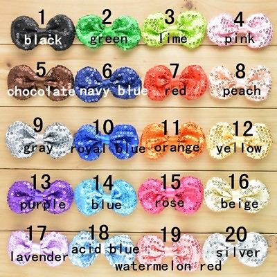 #ad 30pcs lot 9cm DIY Shiny Sequin Bows Knot Without Clips Hair Bows NO clips $14.00