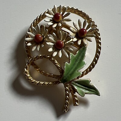 #ad Daisies In Rope Circle Brooch Pin Vintage Women’s Fashion Daisy Brooch $14.99