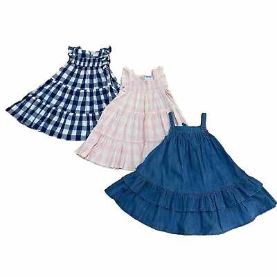 #ad Old Navy Toddler Dress Lot Girls Size 3T Spring amp; Summer Denim Plaid New $26.99