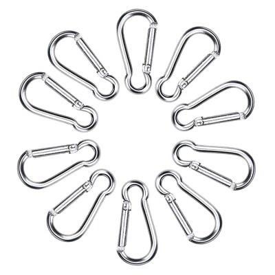 #ad 10x Mini Silver Carabiners Spring Clip Hook Keychain Key D Ring Hiking Small $6.95