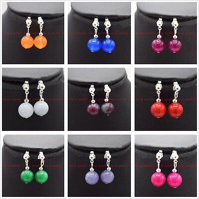 #ad Charming 6 8 10 12 14mm Multicolor Gemstone Round Beads Silver Stud Earrings AAA $3.05