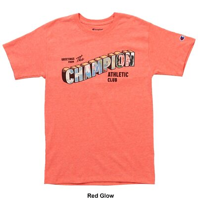 #ad Champion Mens Classic Standard Fit Logo Crewneck Short Sleeve T Shirt Red Large $6.75