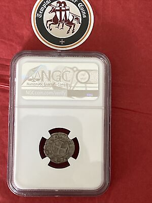 #ad Crusader Coin NGC Certified Silver Knights Templar Cross 1285 Charles II D’Anjou $249.00