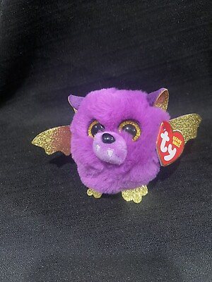 #ad Ty Beanie Balls Puffies HASTIE the Halloween Purple Bat 4 Inch Plush NWT $5.99