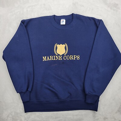 #ad Vintage Marines Sweatshirt Mens Large Sweater Veteran USMC Corps USA Made Adult* $19.99