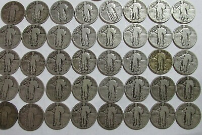 #ad Roll of 40 $10 Face 90% Silver Standing Liberty Quarters Dated 1925 30 Avg Circ $288.58
