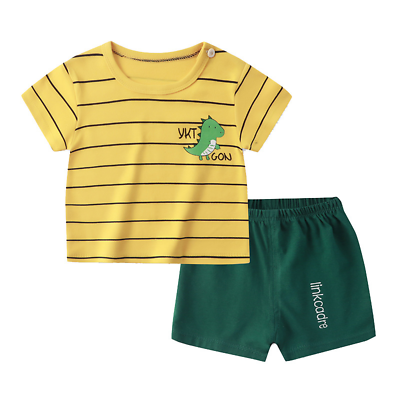 #ad Kid#x27;s Short Sleeve Suit Cotton Girls Summer Set Boys T shirt Clothes Sets $17.00