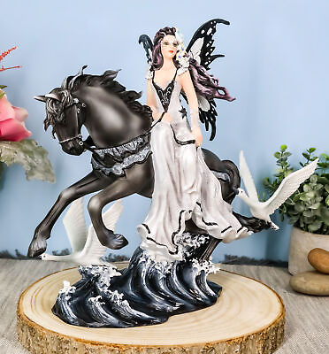#ad Nene Thomas Lamentation of Swans Masquerade Fairy Riding On Black Horse Statue $124.99