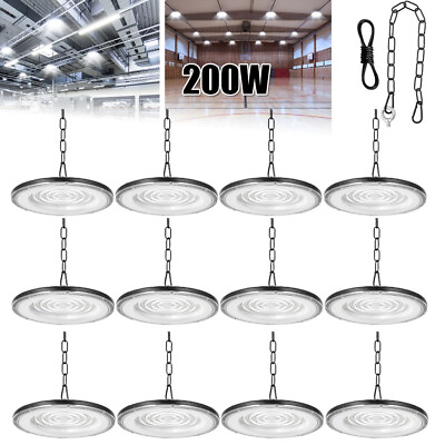 #ad 12 Pack 200W UFO Led High Bay Light Factory Warehouse Commercial Led Shop Lights $227.99