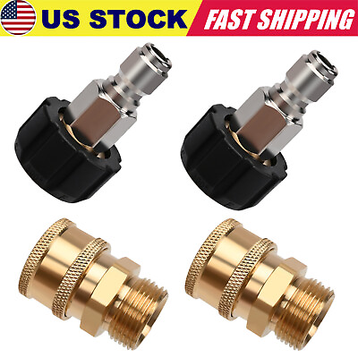 #ad 4 Pieces Pressure Washer Quick Connect Fittings M22 14mm to 3 8 Inch Adapter US $16.99