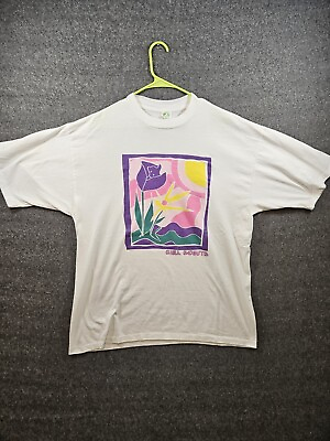 #ad Vintage Girl Scouts White Art T shirt Single Stitch L XL Used FAST SHIPPING $17.09