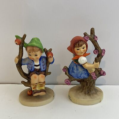 #ad Goebel APPLE TREE BOY amp; APPLE TREE GIRL TMK3 Set of 2 Figurines 4quot; 141 142 3 0 $55.25