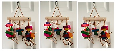 #ad Bird Toys Hanging Chews Rope Natural Wood 12quot; Colorful 3 Pack NEW $28.88