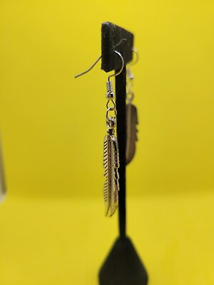 #ad Silver Long Feather Earrings $4.00