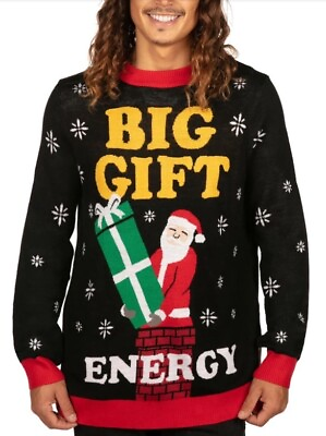 #ad Big Gift Energy Ugly Christmas Sweater Tipsy Elves Santa Men’s XXL Funny $45.00