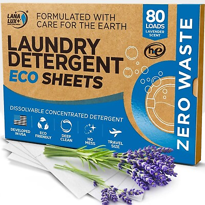 #ad Laundry Detergent Sheets Soap Sheets Natural Washer Travel Sheets 80 Loads $9.95