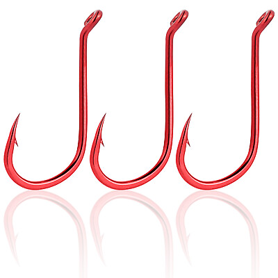 #ad 50 100pcs Red Octopus Fishing Hooks Live Bait Hook Size 1 2 1 0 2 0 3 0 4 0 5 0 $7.89