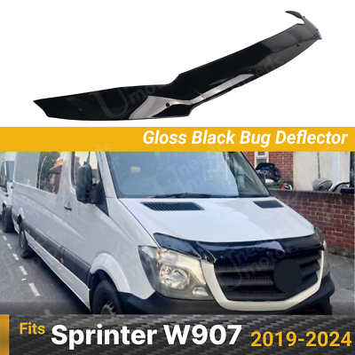 #ad For 2019 2024 Mercedes Sprinter W907 Gloss Black Hood Stone Deflector Bug Shield $99.89