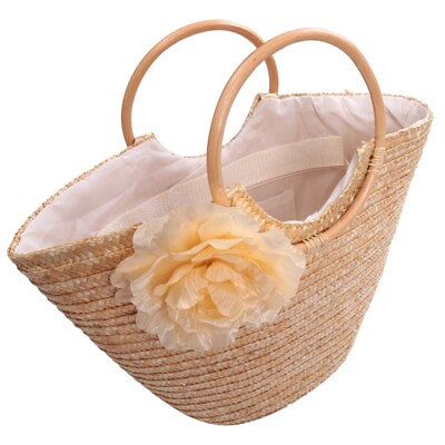 #ad Women#x27;s Straw Handbag Flower Woven Summer Beach Messenger Tote Bag Basket ShopR6 $19.99