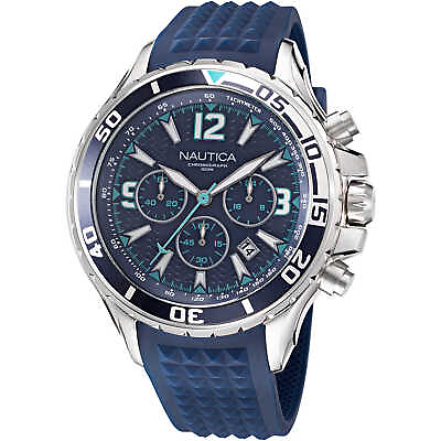 #ad Mens Wristwatch NAUTICA NST NAPNSS214 Chrono Silicone Blue Sub 100mt $178.24