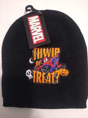 #ad Marvel Spider Man Kids Beanie Knit Cap Hat Fall Winter Halloween Thwip or Treat $5.00