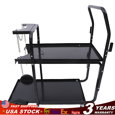 #ad Black Rack Cart 2 Tier Heavy Duty Welder Welding Cart On Wheels $135.00