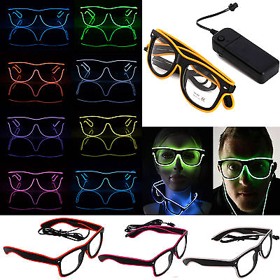 #ad LED EL Wire Glasses Light Up Glow Sunglasses Eyewear Shades DJ Nightclub Party $4.19