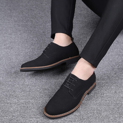 #ad Men#x27;s Formal Dress Shoes Suede Oxford Casual Shoes Lace Up Leather Shoes Size $38.23