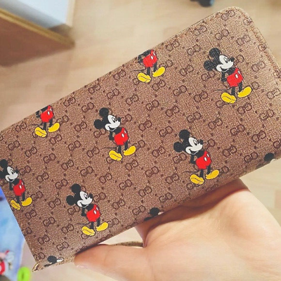 #ad Brown Women Wallet Cute Mickey Mouse Disney Purse Cash Credit Phone Holder Bag $16.95