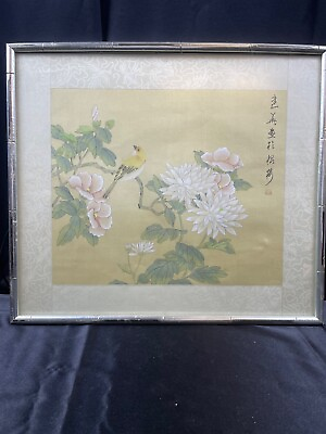#ad Vintage Chinese Art Painting On Silk. Bird amp; Flower blossom. $180.00