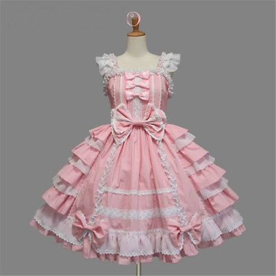 #ad Lolita Maid Pink Fancy Dress Cosplay Costume Custom Made GBP 66.18