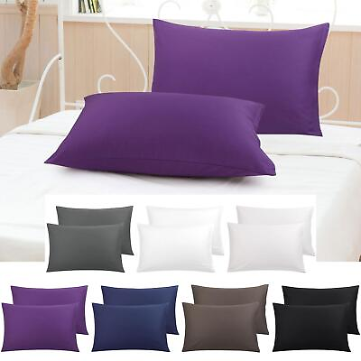 #ad 100% Cotton Pillowcases Set of 2 Zipper Closure Soft Home $15.95