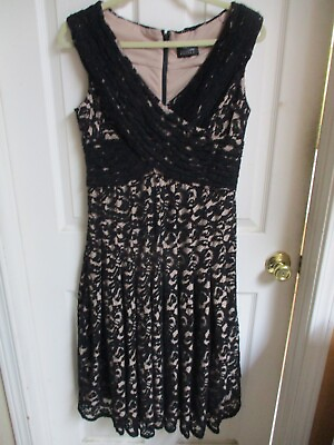 #ad Womens Juniors ADRIANNA PAPELL Black Lace Sleeveless Lined Juliet Dress SZ. M $48.99