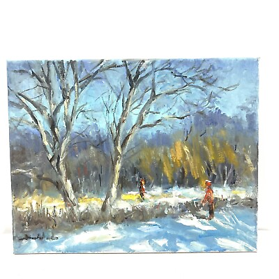 #ad Original Artwork 11.25”x14.25” Oil On Canvas Winter Forest By Tadeusz Seidel $55.99