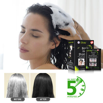 #ad 10 PCS Black Hair Shampoo Instant Hair Dye for Men Women Black Color 5 min dye $11.65
