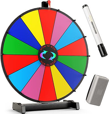 #ad 18 Inch Heavy Duty Spinning Prize Wheel 14 Slots Color Tabletop Roulette Spin $68.99