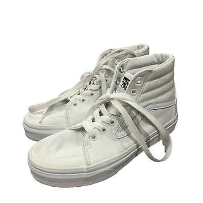 #ad Vans Unisex Kids High Top Sneaker White Flat Heel Lace Up Front size 3 $19.60